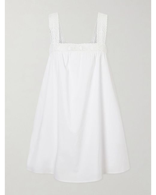 Staud White Da Adolfo Mariella Cotton-Blend Mini Dress