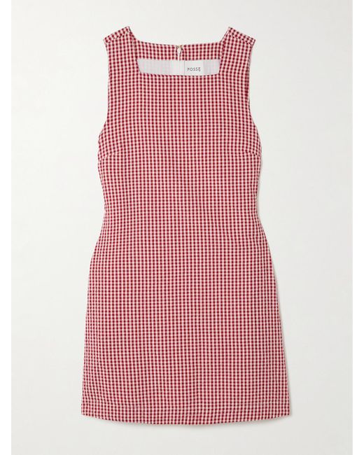Posse Pink Emma Gingham Cotton-Seersucker Mini Dress