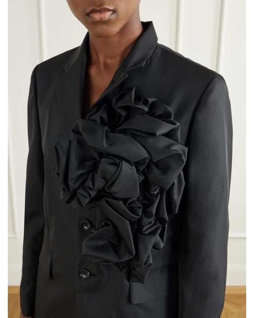 Comme des Garçons Black Floral-Appliquéd Twill Jacket