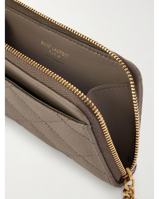 Saint Laurent Natural Quilted Textured-Leather Wallet