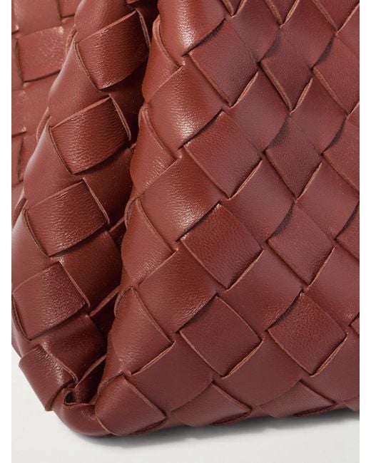 Bottega Veneta Red Parachute Small Intrecciato Leather Shoulder Bag