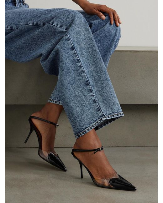 Alaïa Black Cœur 90 Pu And Patent-Leather Pumps