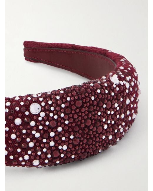 Serre-Tête En Jacquard De Coton Mélangé Rembourré À Cristaux Ruth Gucci en coloris Red