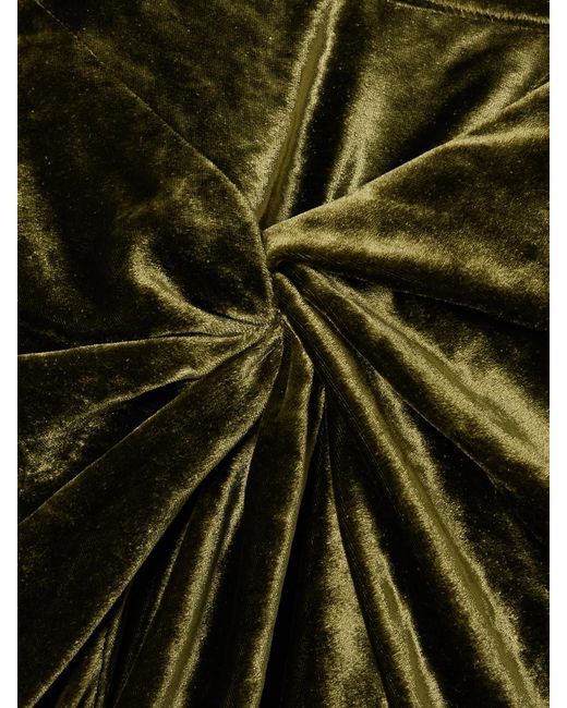 Dries Van Noten Green Ruched Velvet Midi Skirt