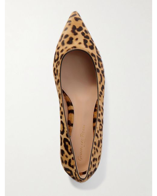 Chaussures Plates À Bouts Pointus En Façon Poulain À Imprimé Léopard Gianvito Rossi en coloris Natural