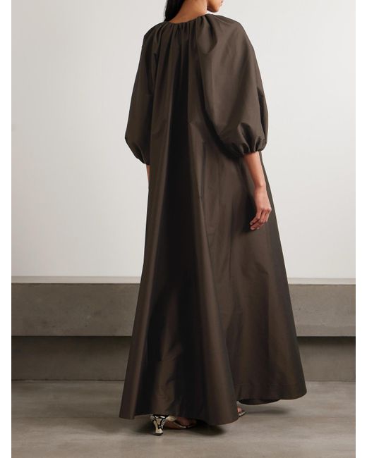 BERNADETTE Black George Gathered Taffeta Gown