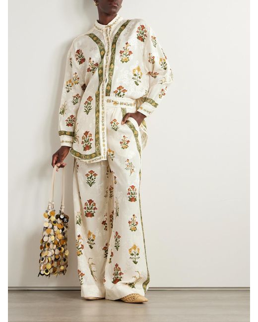 Agua Bendita Natural Cecilia Oversized Jacquard Shirt