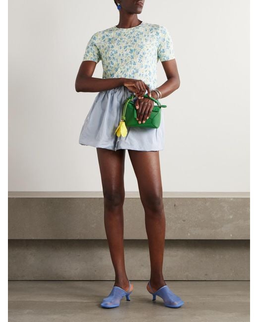 Loewe Blue T-Shirt Aus Einer Baumwollmischung Mit Blumenprint Und Stickerei