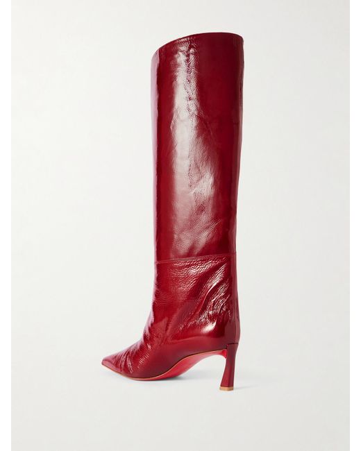 Christian Louboutin Red Condorocombo 55 Patent-Leather Knee Boots