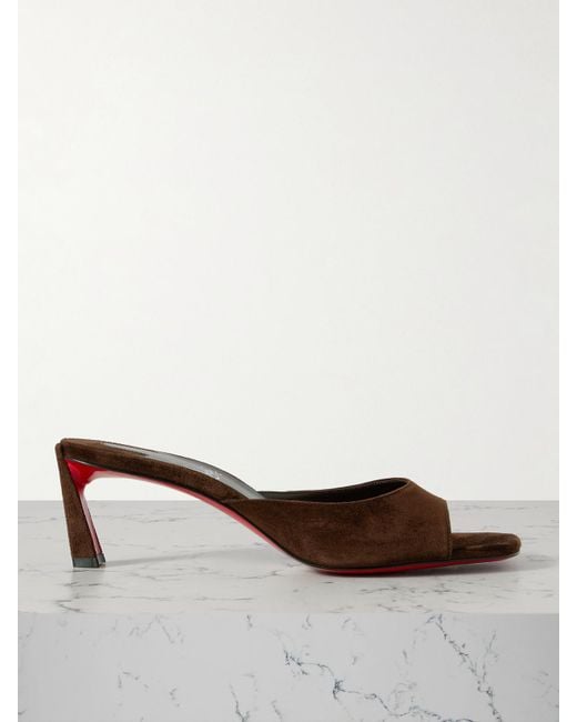 Christian Louboutin Brown Condora 55 Suede Mules