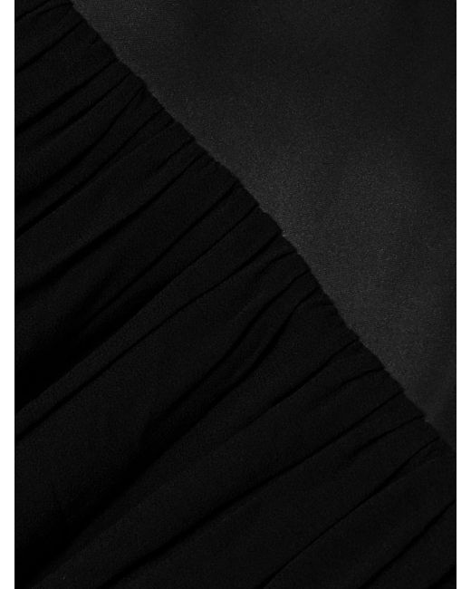 Posse Black Solene Strapless Draped Shirred Satin-Twill And Chiffon Maxi Dress