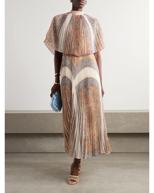 Zimmermann Illustration Sunray Cape-Effect Recycled Pliss-Chiffon Midi  Dress | Lyst UK