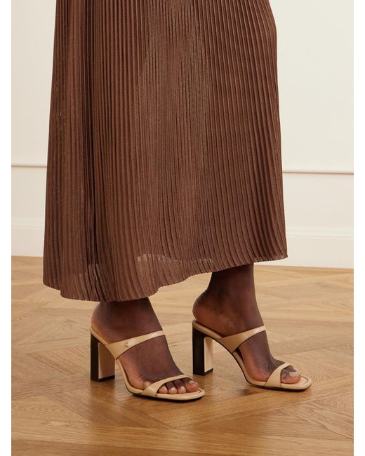 Jimmy Choo Natural Lucian 85 Leather Mules