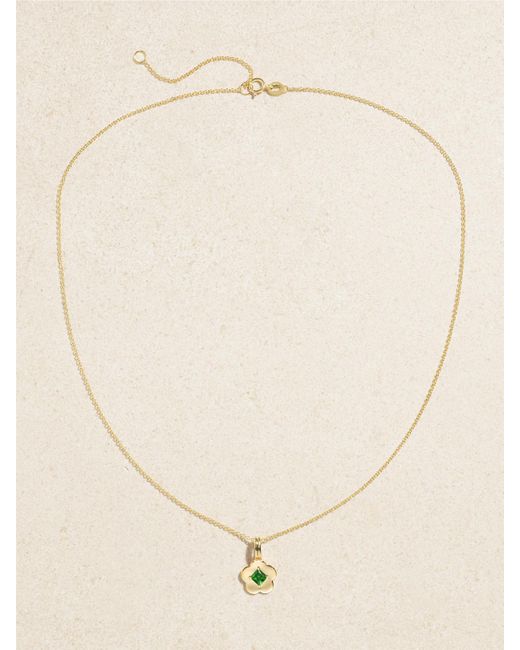STONE AND STRAND Natural Flower Child 14-Karat Chrome Diopside Necklace