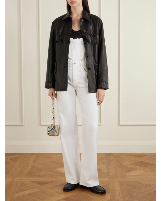 Nili Lotan Black Gus Fringed Leather Jacket