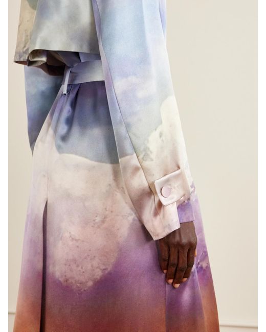 Gabriela Hearst White Lyra Printed Silk-Satin Coat