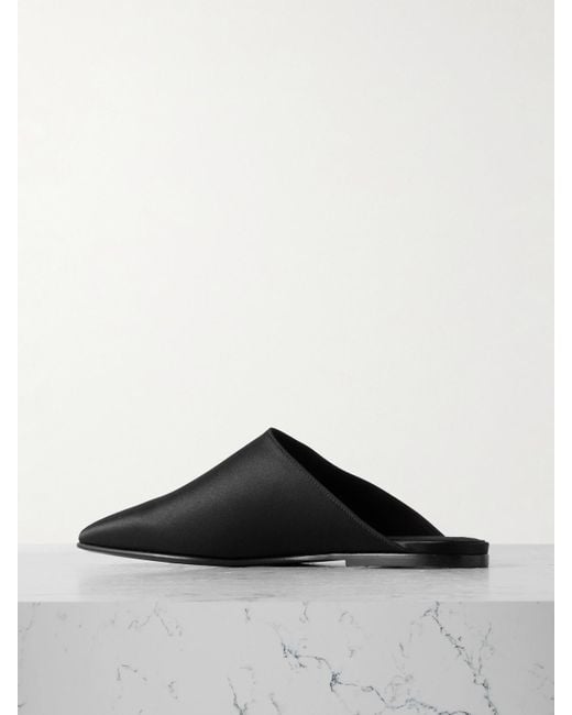 Loro Piana Black Alba Satin Slippers