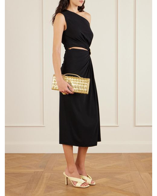Bottega Veneta Long Andiamo Intrecciato Metallic Leather Clutch