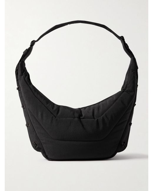 Lemaire Black Soft Game Mittelgroße Wattierte Schultertasche Aus Gestepptem Canvas