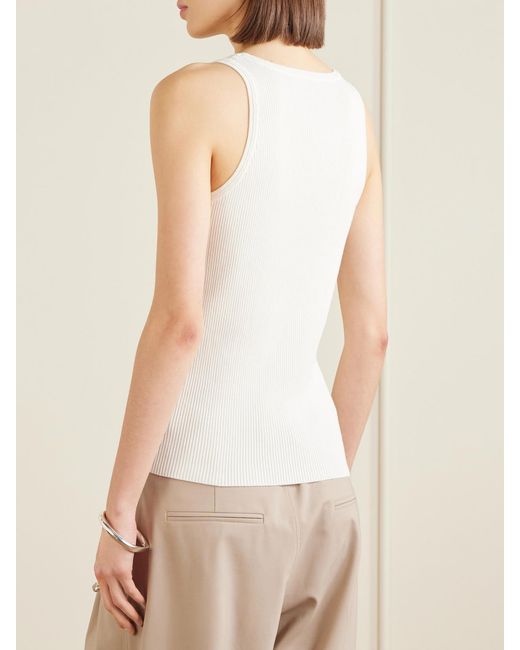 FFORME White Camilla Ribbed Cotton Tank Top