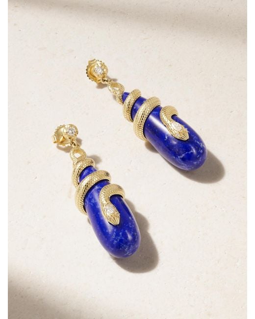 Jacquie Aiche Blue 14-Karat, Diamond And Lapis Lazuli Earrings