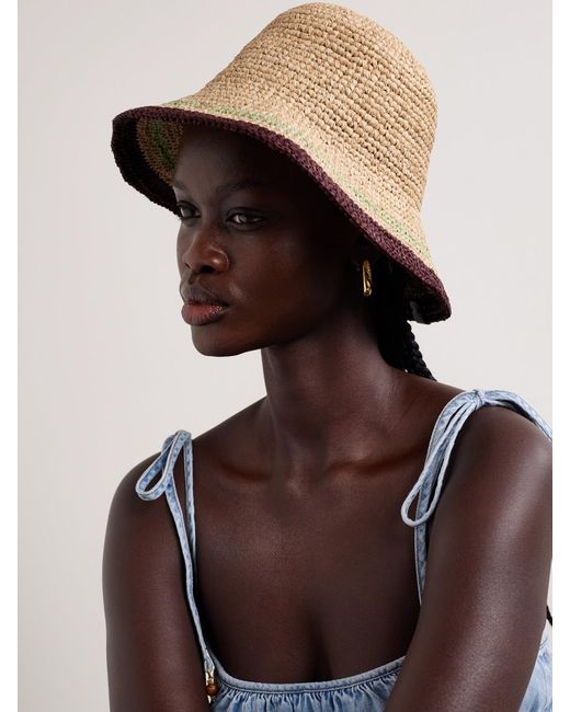 Zimmermann Natural Striped Raffia Bucket Hat