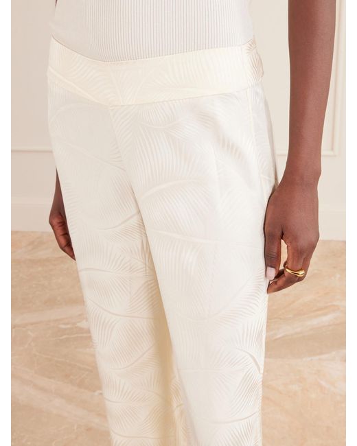 Johanna Ortiz White Laidback Energy Satin-Jacquard Flared Pants