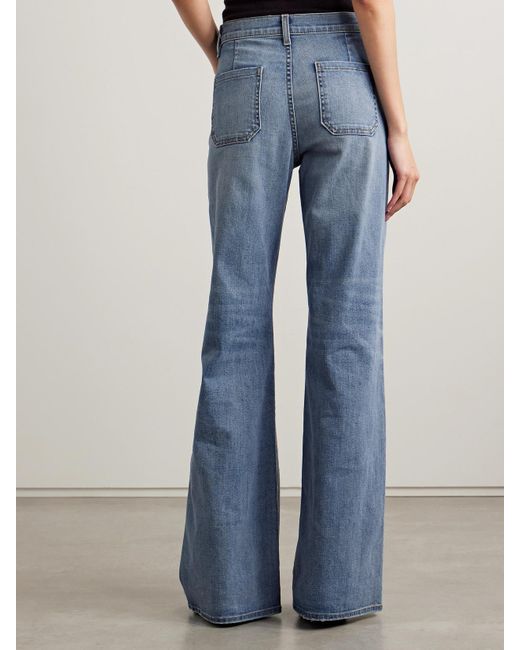 Nili Lotan Blue Florence Distressed High-Rise Flared Jeans
