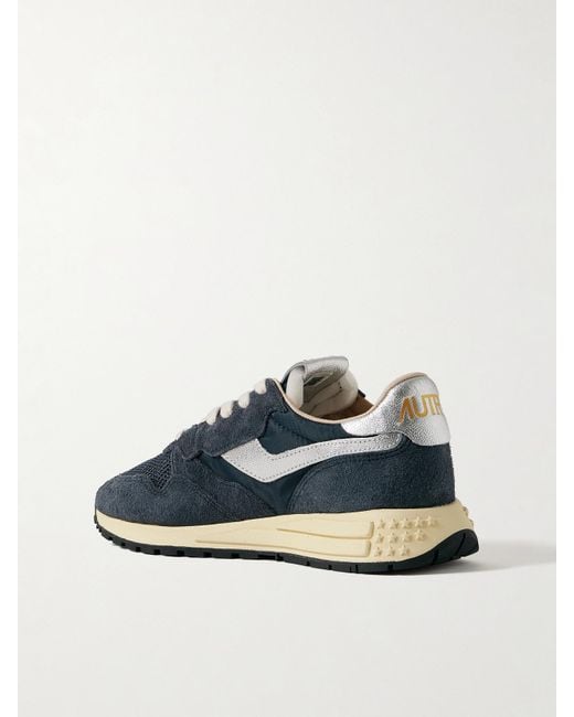 Autry Blue Reelwind Low Sneakers Aus Veloursleder Und Shell Mit Besätzen Aus Metallic-Leder