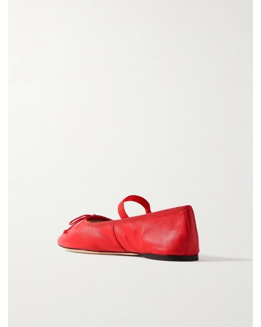 Loeffler Randall Red Leonie Bow-Embellished Leather Flats