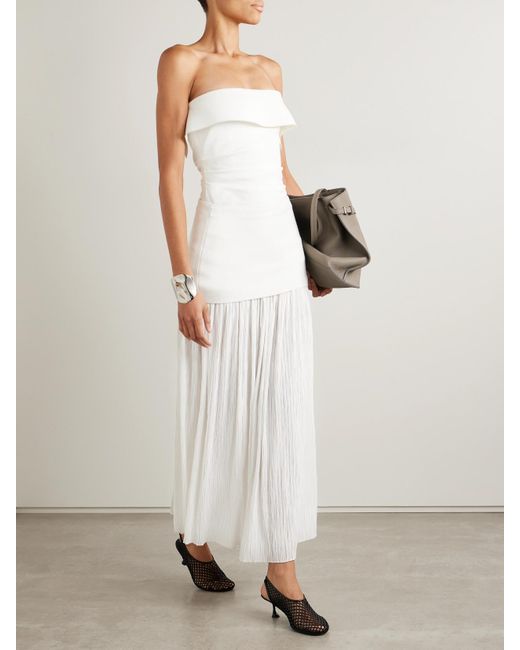 Proenza Schouler White Paige Pleated Crepon And Stretch-Knit Maxi Skirt