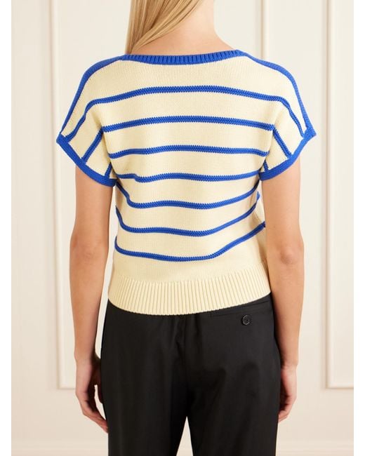 Loewe Blue Anagram-Embroidered Striped Cotton And Wool-Blend Sweater