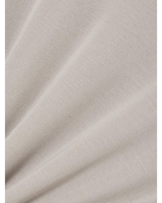 Agolde Natural Eve Twist Ruched Draped Stretch-Lyocell Jersey Top