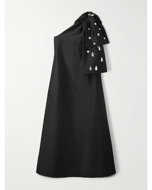 BERNADETTE Black Winnie One-Shoulder Sequin-Embellished Taffeta Gown