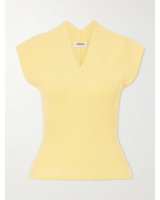 OSSOU Yellow Sloane Cotton-Blend Top