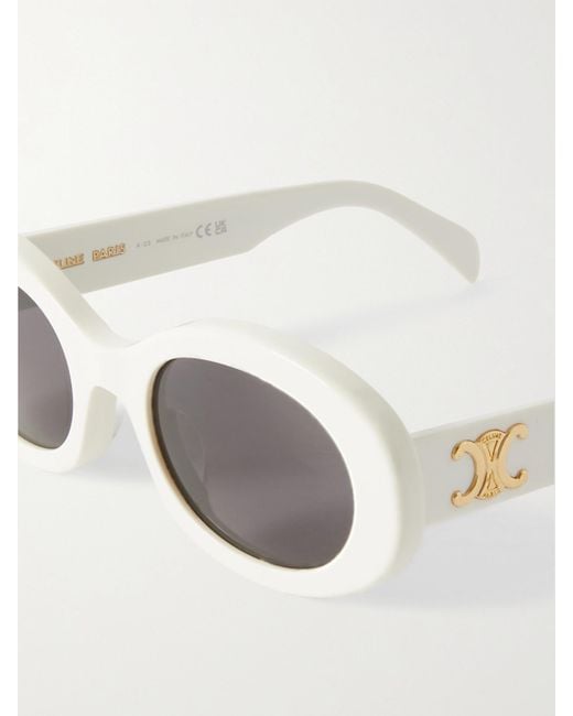 Céline White Triomphe Oval-Frame Acetate Sunglasses