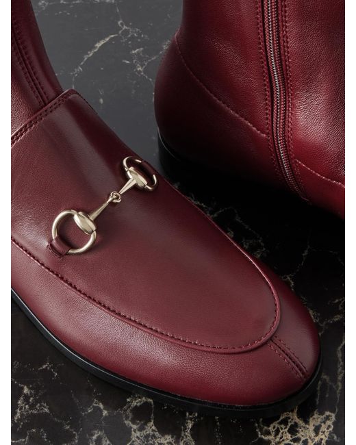 Gucci Brown Jordaan Horsebit-Detailed Leather Ankle Boots