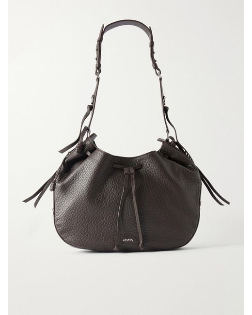 Isabel Marant Black Bolton Tasseled Textured-Leather Shoulder Bag