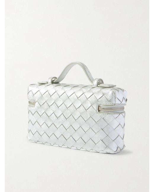 Bottega Veneta Gray Bang Bang Intrecciato Distressed Metallic Leather Tote
