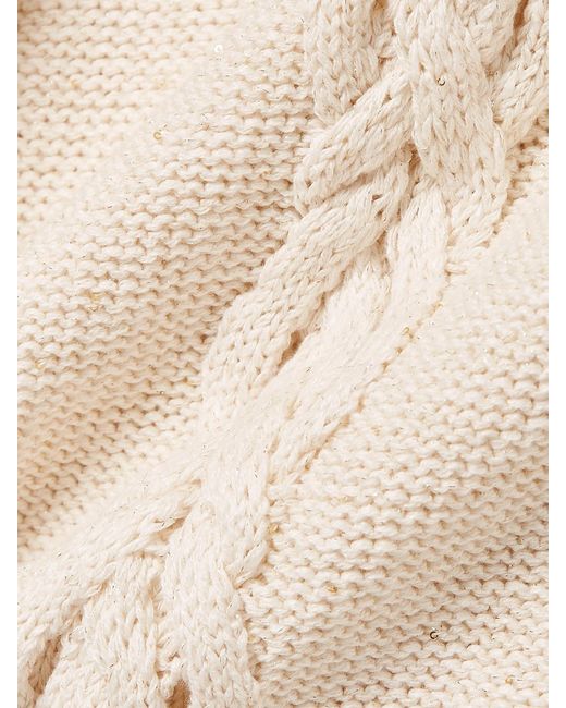 Lafayette 148 New York Natural Sequin-Embellished Cable-Knit Linen-Blend Tank