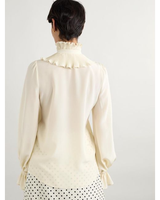 Valentino Garavani Natural Ruffled Silk Crepe De Chine Shirt