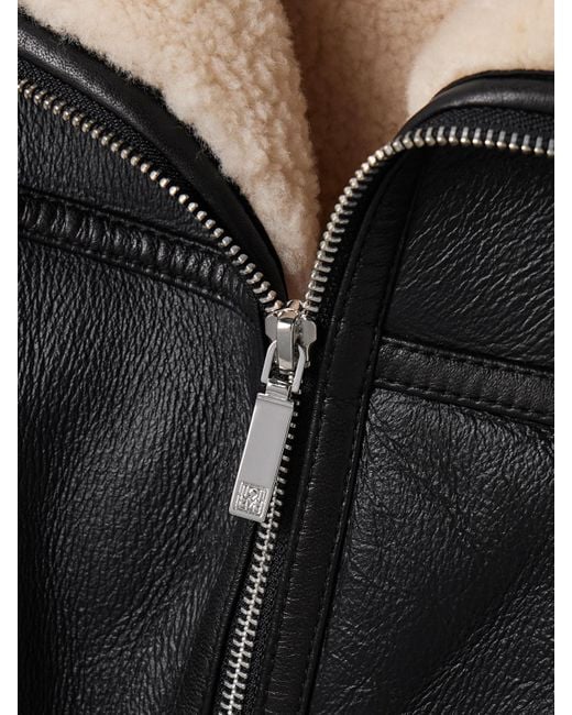 Veste En Peau Lainée Bicolore Totême  en coloris Black