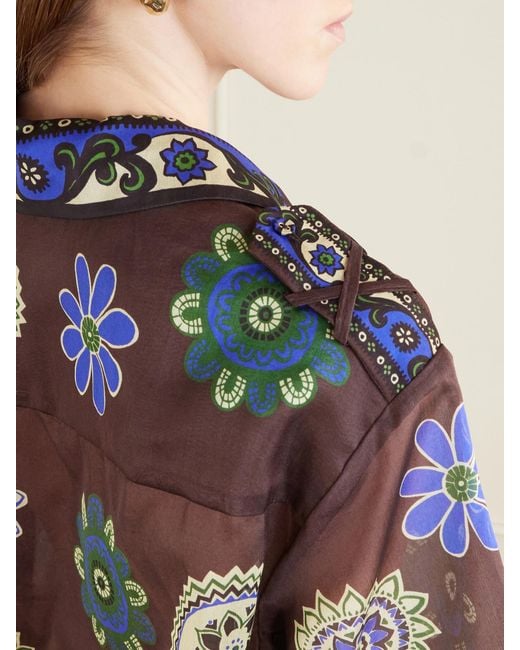 ALÉMAIS Blue Jasper Printed Cotton And Silk-Blend Shirt