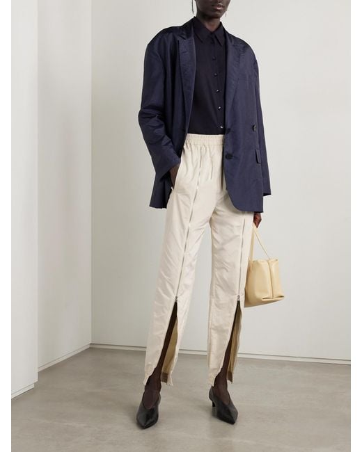 Tibi Natural Zip-Detailed Shell Track Pants