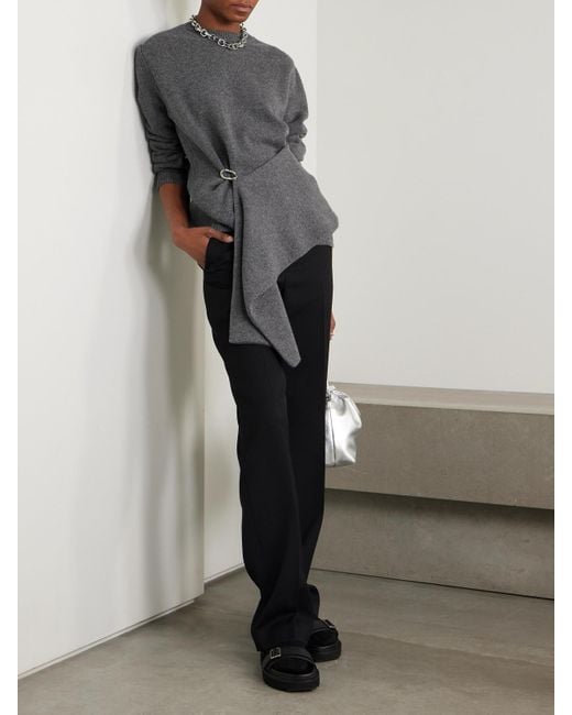 Jil Sander Gray Pullover Aus Einer Woll-Kaschmirmischung Mit Verzierung