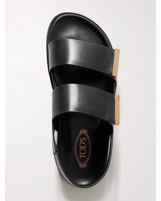 Tod's Black Embellished Leather Sandals