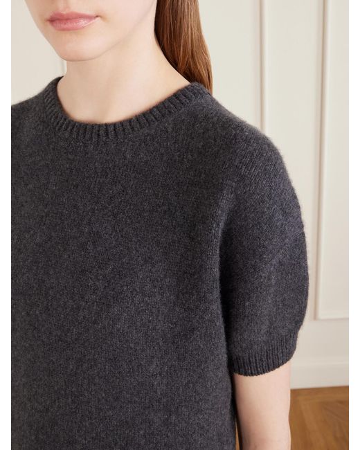 Khaite Blue Golden Cropped Cashmere Sweater