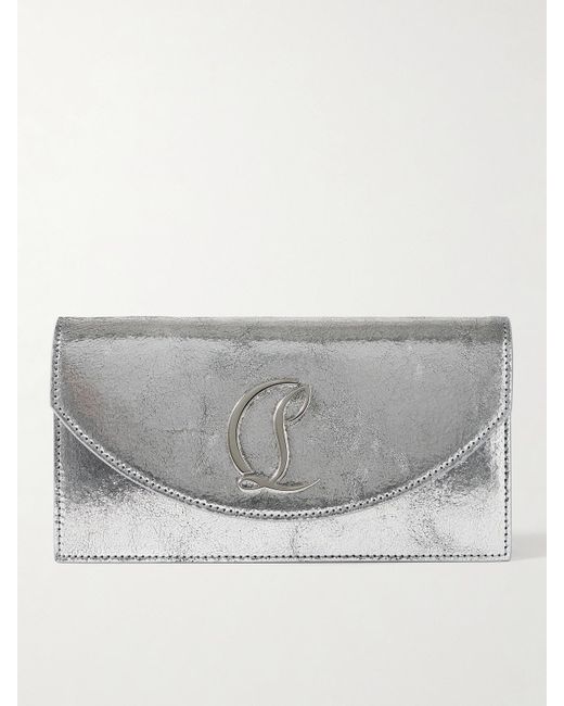 Christian Louboutin Gray Loubi54 Schultertasche Aus Craquelé-Leder