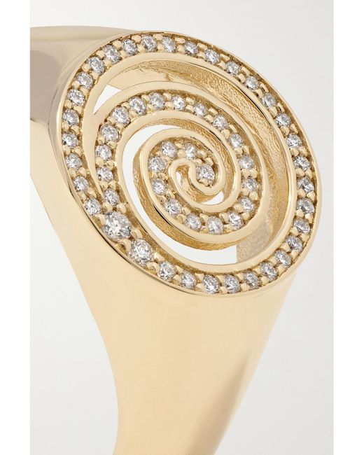 Sydney Evan Natural Spiral 14-Karat Diamond Signet Ring