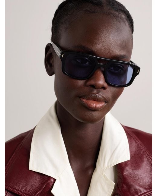 Tom Ford Blue Icon Aviator-Style Acetate Sunglasses